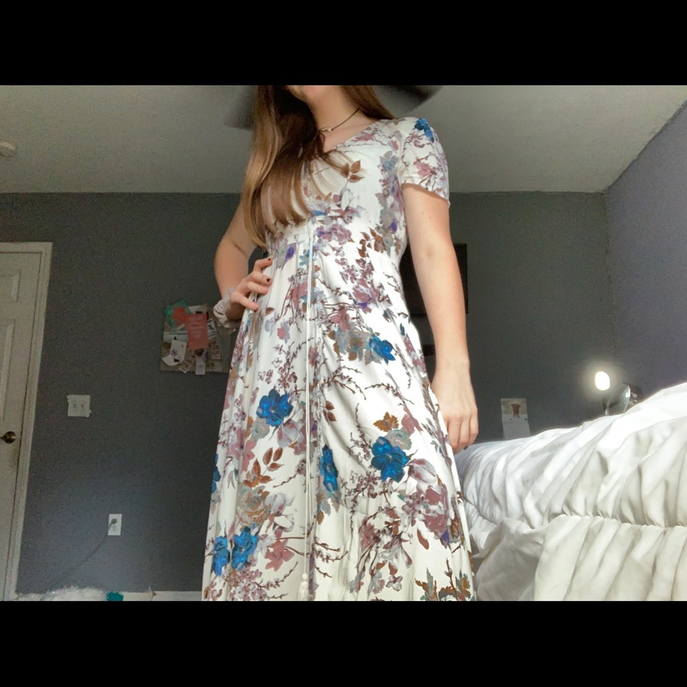 Long button up floral dress